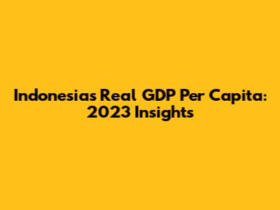 Indonesia's Real GDP Per Capita: 2023 Insights